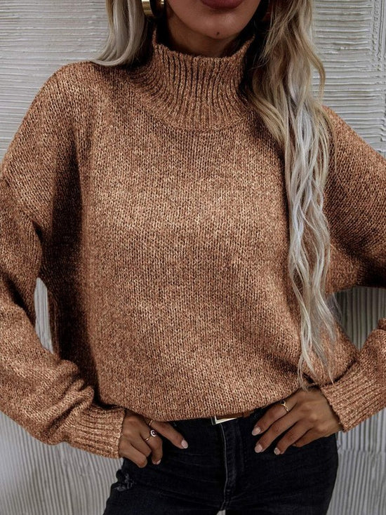 Camel Mock Neck Sweater