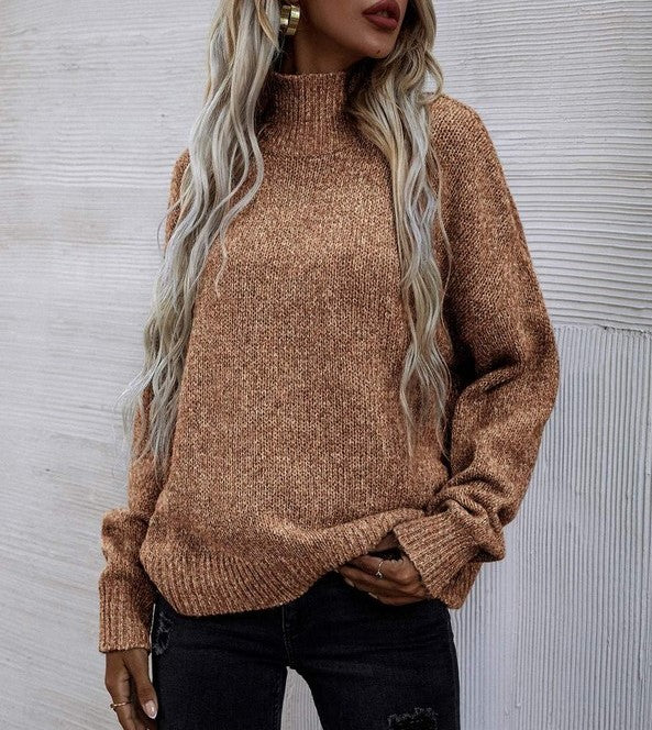 Camel Mock Neck Sweater