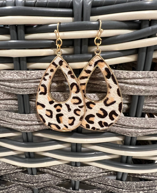 Leopard Print Leather Dangle Earring