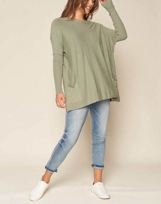 Oversized Pocket Sweater Top