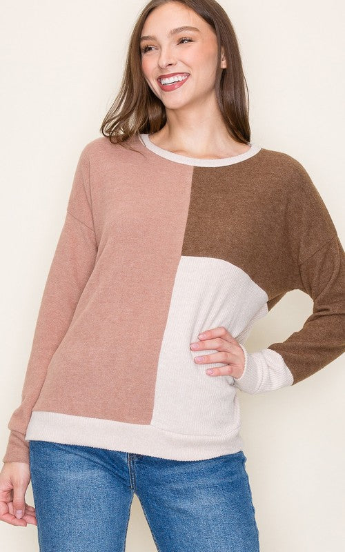 Lauren Mocha Block Sweater