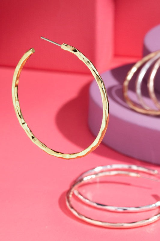 Gold Hoops with Hammered Detail