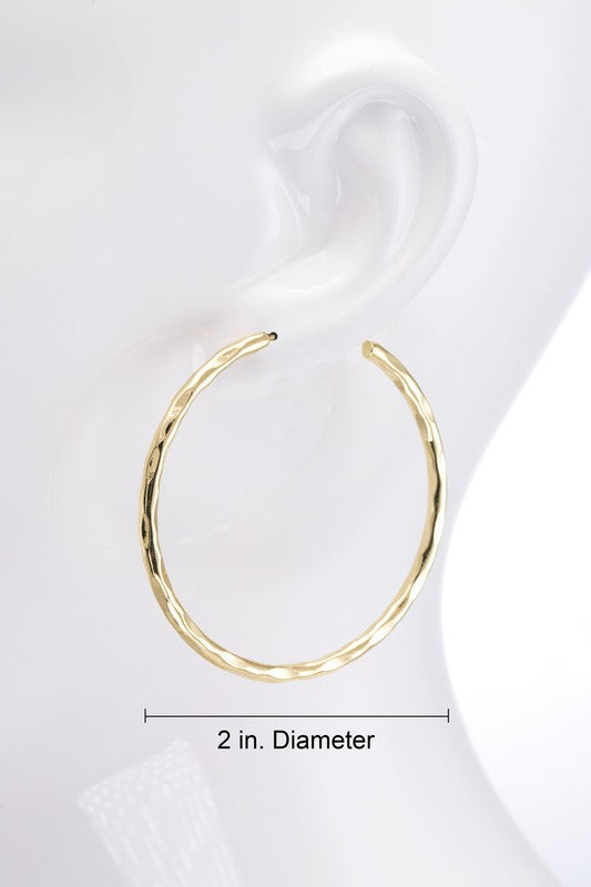 Gold Hoops with Hammered Detail